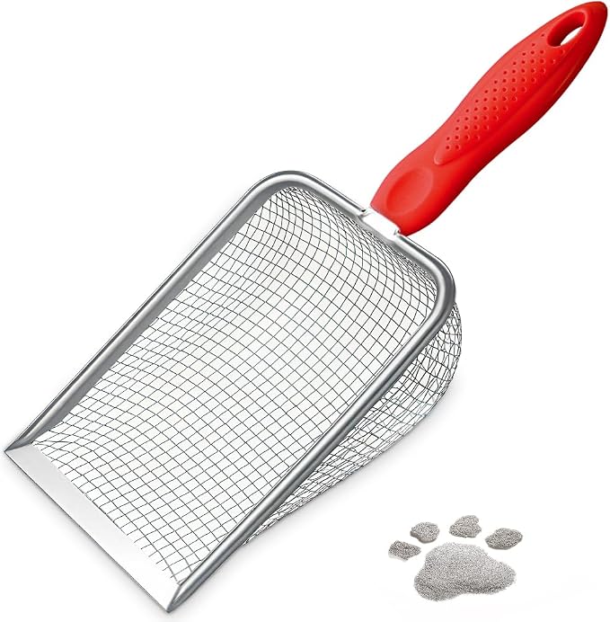 Cat Litter Scoop, Sturdy Litter Cleaner Corner Shovel, Stainless Steel Mesh by UMUACCAN