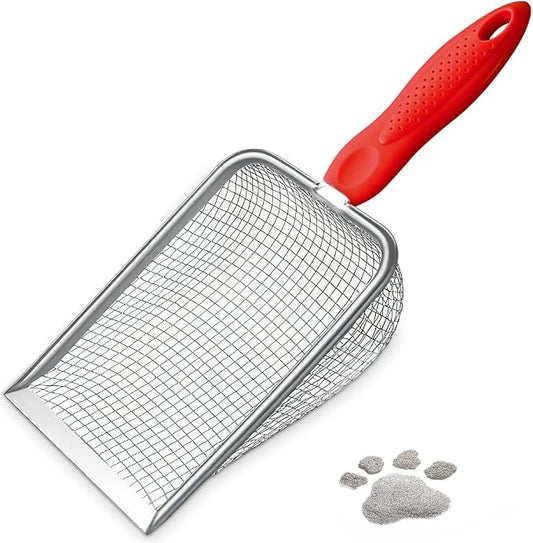 Cat Litter Scoop, Sturdy Litter Cleaner Corner Shovel, Stainless Steel Mesh by UMUACCAN