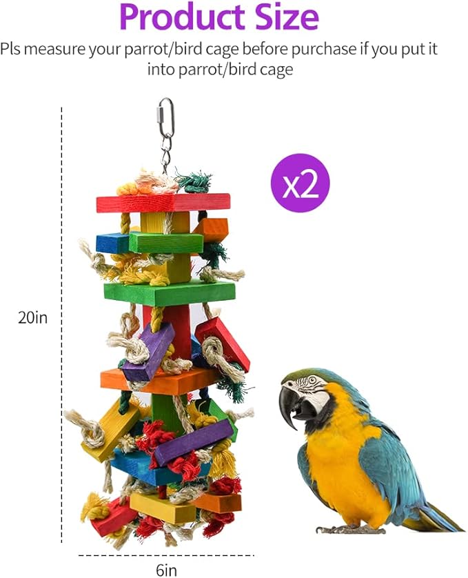 RUBY.Q 2 Pack Large Parrot Toy, 20in Bird Parrot Toy, African Grey and a - Image 4