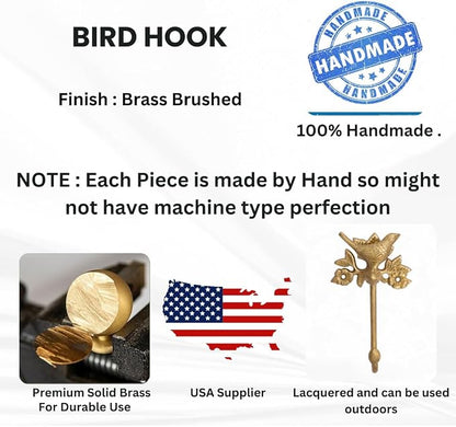 STYLENT Decor Solid Brass Bird Antique Towel Hook Bathroom Accessories Retro - Image 4