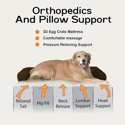 Orthopedic Large Dog Bed Washable: Brown Gaint Size Dog Beds - Image 2