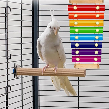 Colorful Bird Xylophone Toy Interactive Training Toy Bird Cage Bell Toy - Image 6