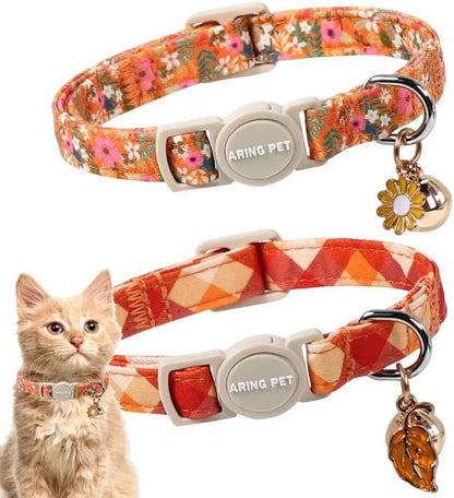 ARING PET 2 Pack Cat Collars, Breakaway Cotton Fall Halloween Kitten Collar by ARINGPET