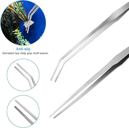 Extra Long Aquarium Aquascaping Tools Kit 8 in 1, Liveek Stainless Steel - Image 3