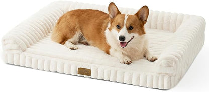Cute Dog Bed for Medium Dogs, Faux Rabbit Fur Orthopedic Foam Dog Bed by COZYKISS