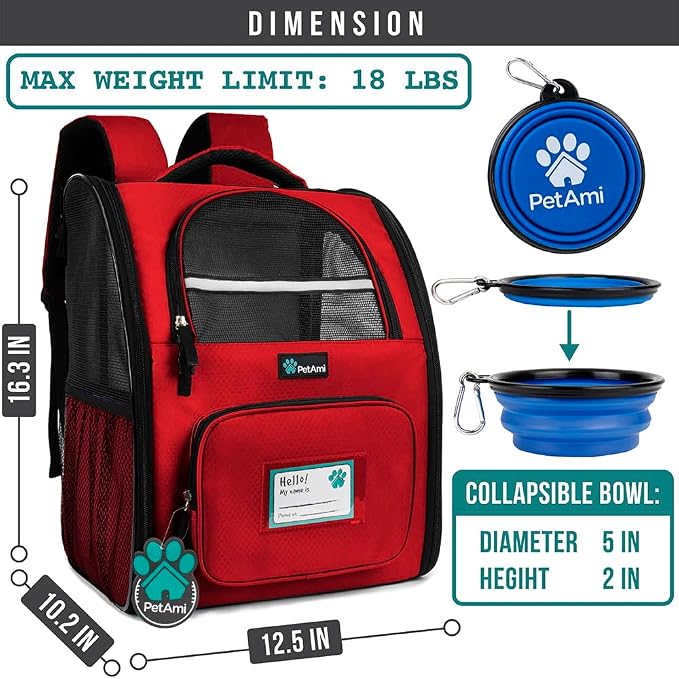 PetAmi Dog Backpack Carrier for Small Large Cat, Ventilated Pet Hiking Backpack - Image 2