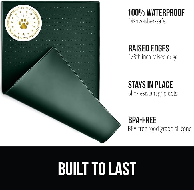 GORILLA GRIP 100% Waterproof Raised Edge BPA Free Silicone Pet Feeding Mat - Image 2
