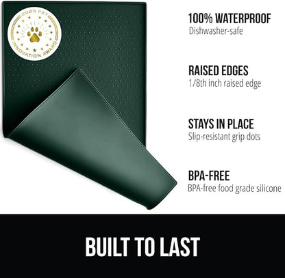 GORILLA GRIP 100% Waterproof Raised Edge BPA Free Silicone Pet Feeding Mat - Image 2
