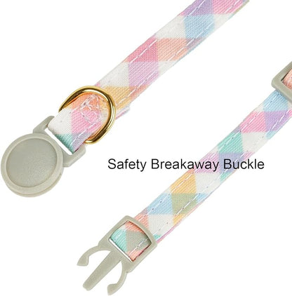Bowtie Cat Collar with Bell, 2 Pack Cotton Breakaway Kitten Collars with - Image 5