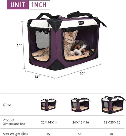 Large Cat Carrier, Collapsible Dog Travel Crate Portable Soft-Sided Pet Carrier - Image 4