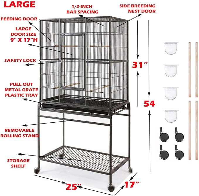 54" Large Wrought Iron Breeding Flight Canary Parakeet Cockatiel Lovebird Finch - Image 2