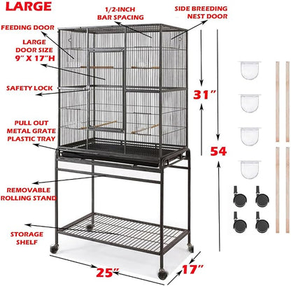 54" Large Wrought Iron Breeding Flight Canary Parakeet Cockatiel Lovebird Finch - Image 2