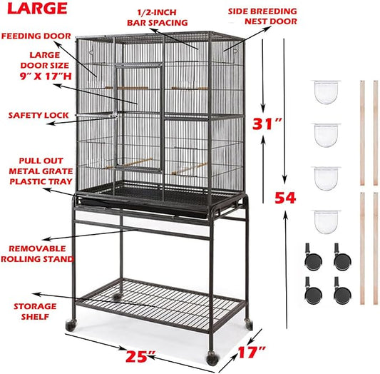 54" Large Wrought Iron Breeding Flight Canary Parakeet Cockatiel Lovebird Finch - Image 2