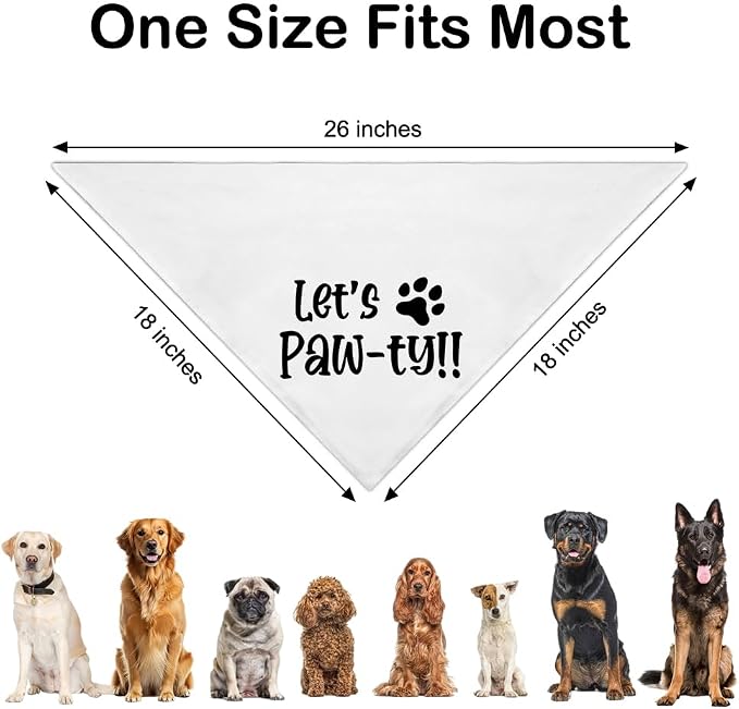 Let's Paw-ty White Dog Bandana, Cute Pet Birthday Bandana Gifts - Image 2