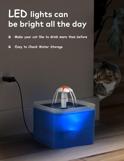 Cat Water Fountain Blue Flower: Cat Fountain Cute - 67oz/2L Small Pet Water - Image 7