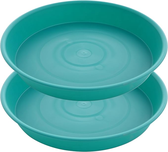 2 Pack of 14 inch Plant Saucers Bird Bath Bow Round, Plastic Plant Saucer Tray by Bleuhome