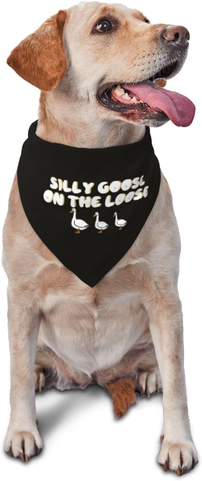 Silly Goose on The Loose Triangle Dog Bandana, Summer Bandana Funny Triangle by vercosee