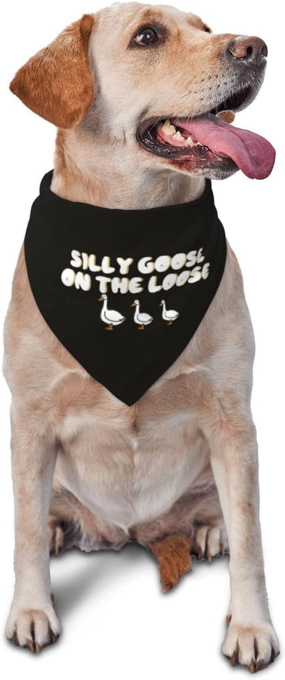 Silly Goose on The Loose Triangle Dog Bandana, Summer Bandana Funny Triangle by vercosee