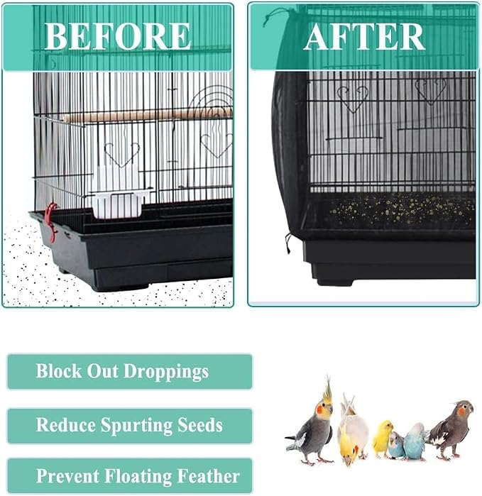 ASOCEA Extra Large Bird Cage Seed Catcher Guard Universal Birdcage Cover Nylon - Image 4
