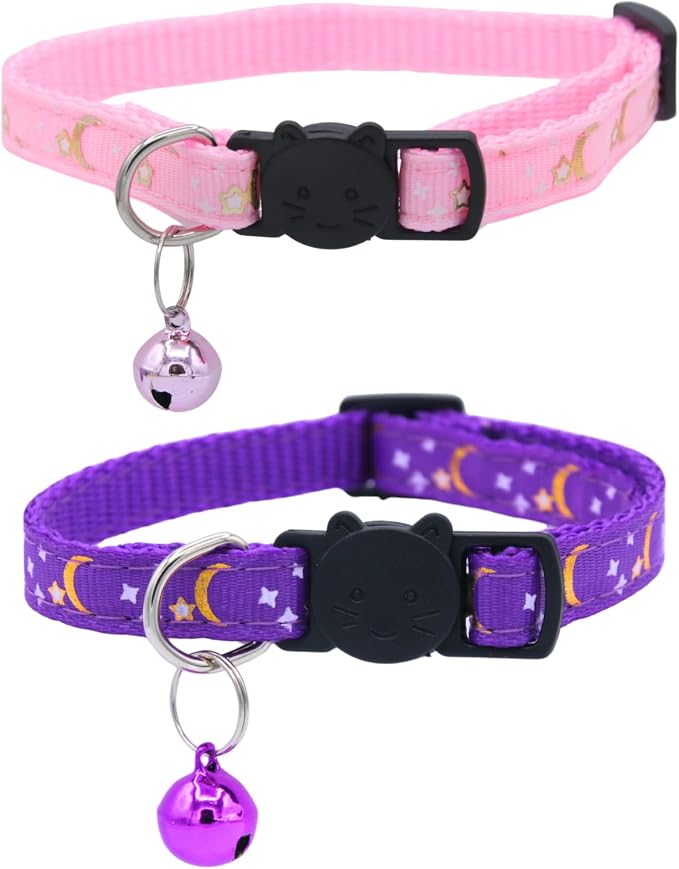 Set of 2: KioKatt Celestial Nylon Cat Collars by Kiokatt