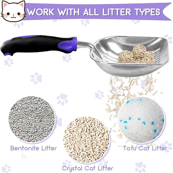 Cat Litter Scoop, Metal Cat Scooper, Rubber Handle Scoop, Sifting Shovel – - Image 4