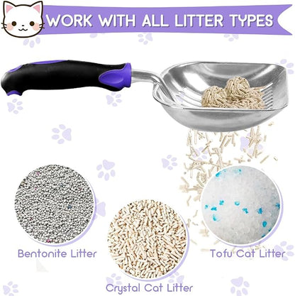 Cat Litter Scoop, Metal Cat Scooper, Rubber Handle Scoop, Sifting Shovel – - Image 4