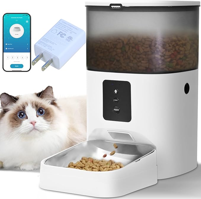 2.4G WiFi Automatic Cat Feeder, 4L Food Dispenser by ANDOLLHOME