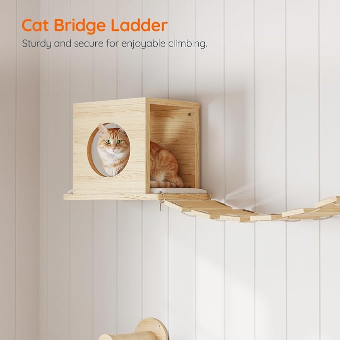 HOOBRO Wood Cat Wall Shelves for Large Cats, 11-Piece Cat Wall Furniture - Image 7
