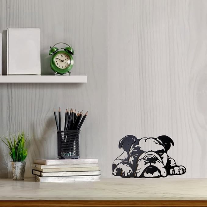 PHJYMXZSNA Black 3D Dog Head Decor Metal Bulldog Wall Sculpture Unique Modern - Image 3