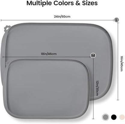 Silicone Dog Food Mat with Side Pocket & Hook Hole, Soft Raised Edges, Easy - Image 3