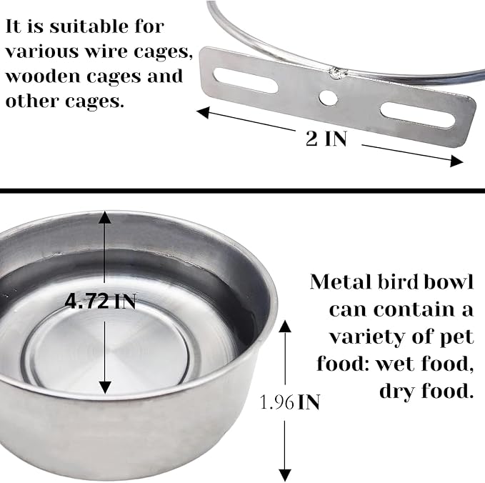 PINVNBY 2pcs Stainless Steel Bird Bowl Water Bowl Stainless Steel Bird Feeding - Image 2