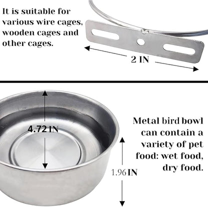 PINVNBY 2pcs Stainless Steel Bird Bowl Water Bowl Stainless Steel Bird Feeding - Image 2