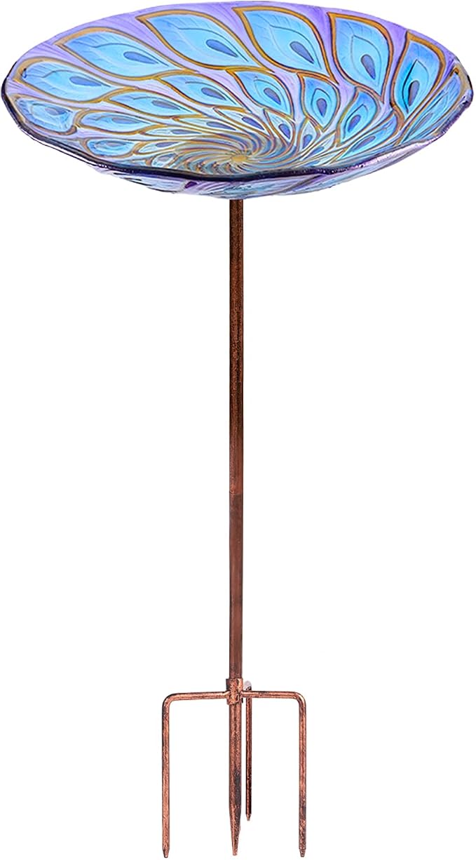 VCUTEKA Glass Bird Bath Outdoor BirdBath Garden Bird Feeder by VCUTEKA