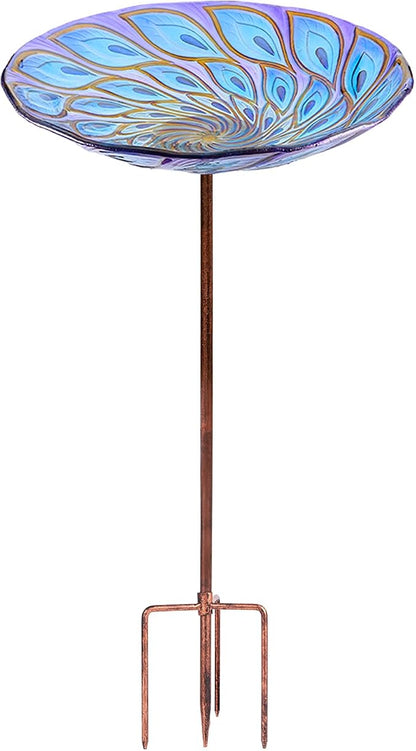 VCUTEKA Glass Bird Bath Outdoor BirdBath Garden Bird Feeder by VCUTEKA