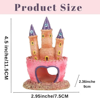 Fish Tank Decorations Pink Castle Aquarium Decorations Resin Fish Cave Hideouts - Image 2