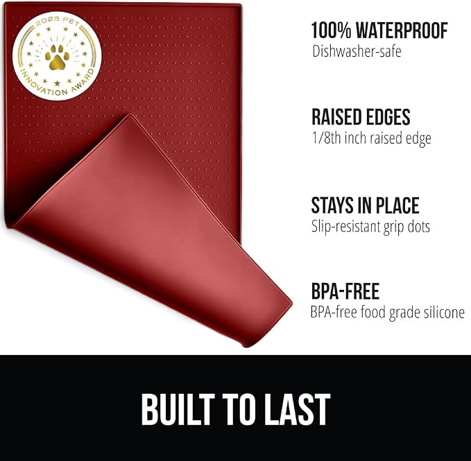 GORILLA GRIP 100% Waterproof Raised Edge BPA Free Silicone Pet Feeding Mat - Image 2
