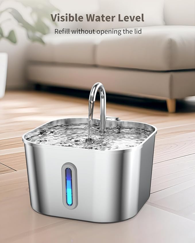 Cat Water Fountain Stainless Steel, 74oz/2.2L Cat Fountain - Image 6