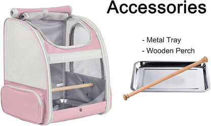 Bird Carrier Backpack with Wooden Stand Perch, Vented and Breathable Bag to - Image 4