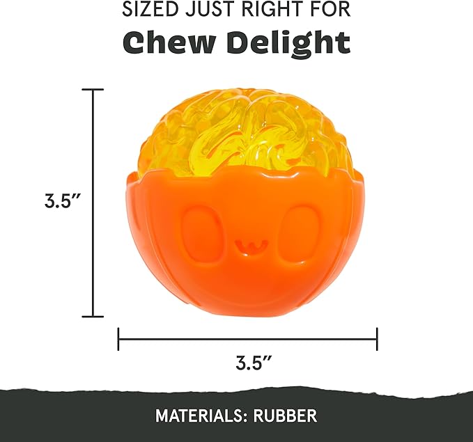 Barkbox Pumpkin Prodigy Dog Toy | Treat-Dispensing Rubber Dog Toy - Image 2