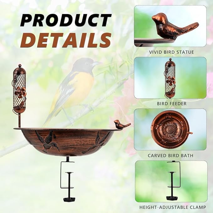 DREAMSOUL 13" Dia Deck Mounted Bird Bath - Image 6