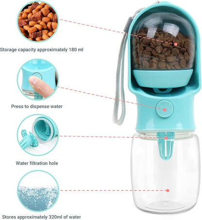 2-in-1 Dog Water Bottle with Food Container - 10oz Leak-Proof Travel Water - Image 5