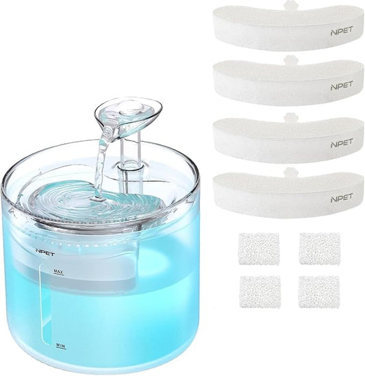 NPET WF100 Cat Fountain, 54oz/1.6L Automatic Pet Water Fountain Dog Water by NPET