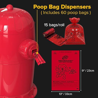 Red Rocket Pets Dog Poop Trash Can Large Doggy Twist'R Pack, 12x Refills Bags - Image 4