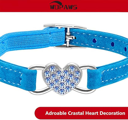 Heart Bling Cat Collar with Safety Belt and Bell Adjustable 8-10 inches - Image 4