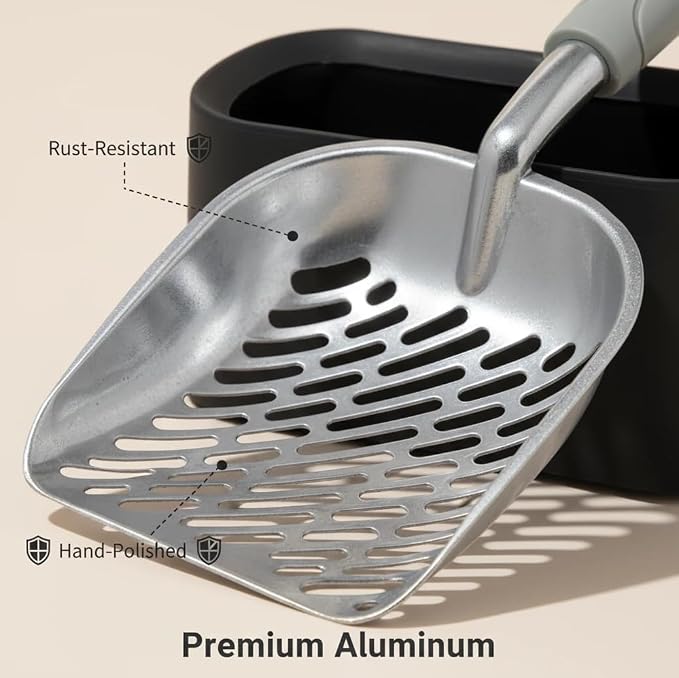 Metal Cat Litter Scoop with Holder, Aluminum Cats Litter Scooper Captures All - Image 6