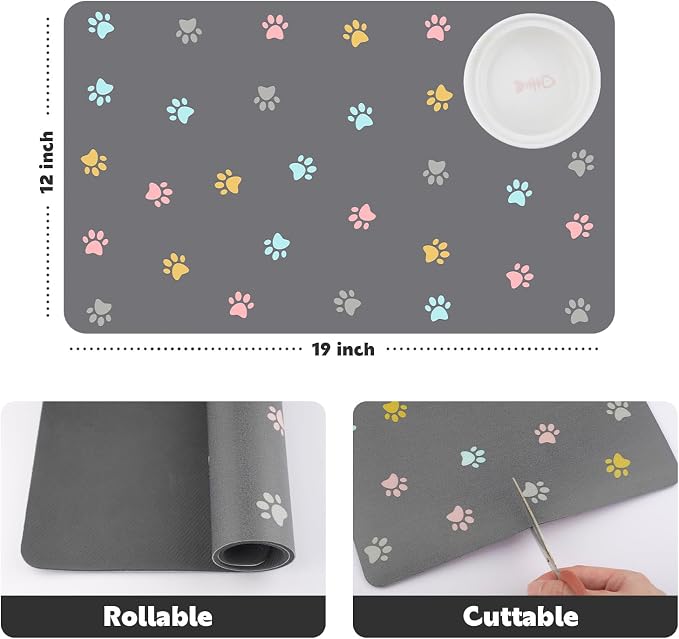 Cat Food Mat Absorbent Dog Mat for Food and Water Non Slip Quick Dry Dog Bowl - Image 4