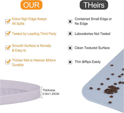 100% Waterproof 0.5" Raised Edge BPA Free Silicone Dog Food Mat, Pet Cat - Image 6
