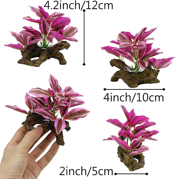 Smoothedo-Pets Fish Tank Decorations Aquarium Decor Ornaments Betta Pink Leaf - Image 4