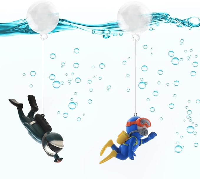 2-Pack Cute Little Diver Fish Tank Decorations Aquarium Decoration Floating - Image 4