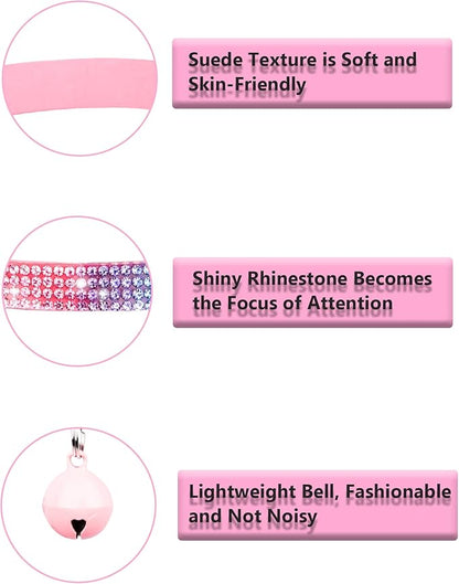 Cat Collars for Girl Cats with Rhinestone Soft Velvet, Breakaway Cat Collars - Image 4